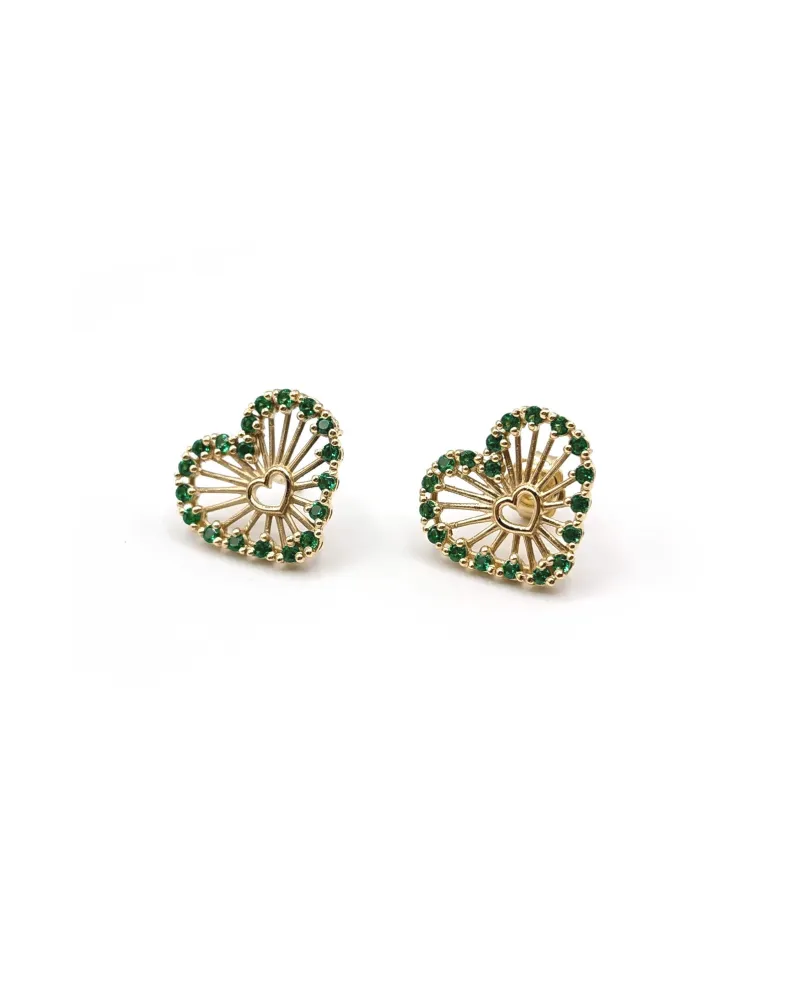 Malafimmina Igiea Heart Earrings in Yellow Gold with Tzavorrite