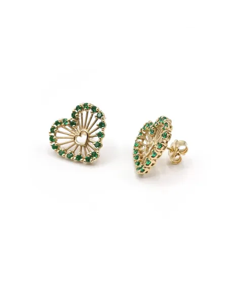 Boucles d'Oreilles Coeur Malafimmina Igiea en Or Jaune avec Tzavorrite