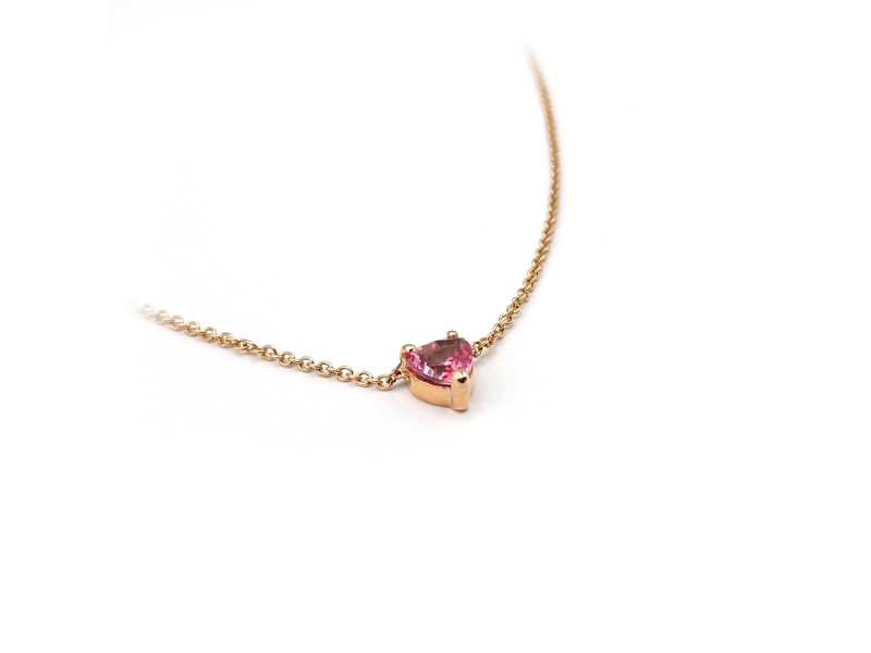 Malafimmina Moon Necklace in Rose Gold with Pink Topaz Heart Pendant
