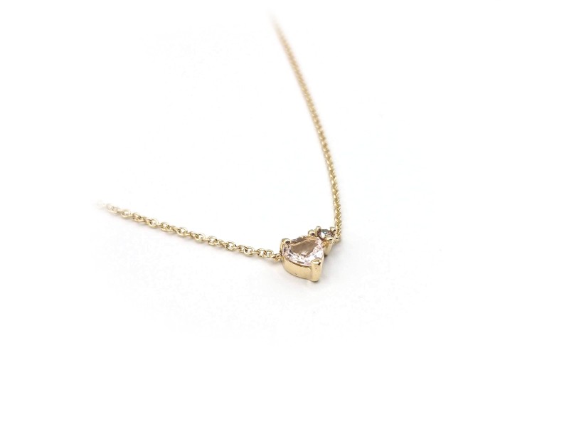 Malafimmina Mint Necklace in Yellow Gold with Sapphire and Diamond Heart Pendant
