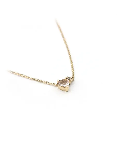 Malafimmina Moon Necklace in Yellow Gold with Sapphire and Diamond Heart Pendant