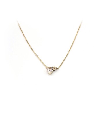 Collana Malafimmina Moon in Oro Giallo con Pendente a Cuore Zaffiro e Diamante