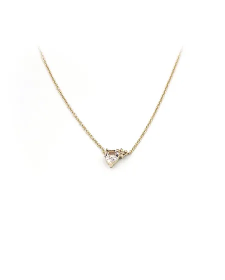 Collier Malafimmina Moon en Or Jaune avec Pendentif Coeur Saphir et Diamant