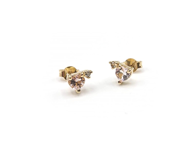 Malafimmina Moon Heart Earrings in Yellow Gold with Sapphires and Diamonds