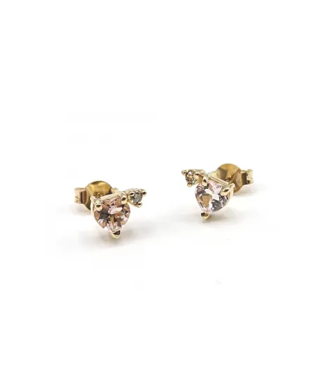 Boucles d'Oreilles Coeur de Lune Malafimmina en Or Jaune avec Saphirs et Diamants