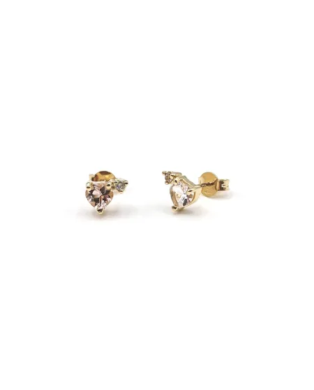 Boucles d'Oreilles Coeur de Lune Malafimmina en Or Jaune avec Saphirs et Diamants