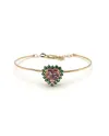 Malafimmina Victor Rigid Bracelet in Rose Gold with Pink Topaz Heart and Tzavorrite