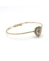Bracelet Rigide Malafimmina Victor en Or Rose avec Cœur Topaze Rose et Tzavorrite