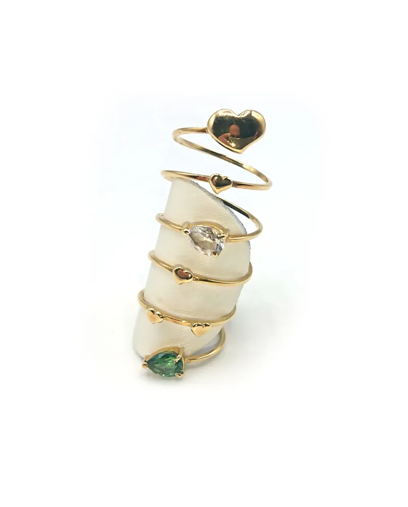 Anello Malafimmina in Oro Giallo con Cuore e Topazi