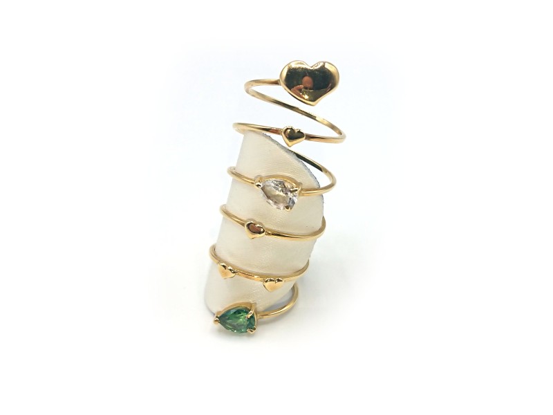 Malafimmina Ring in Yellow Gold with Heart and Topaz