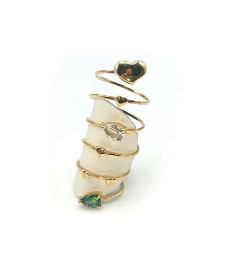 Anello Malafimmina in Oro Giallo con Cuore e Topazi