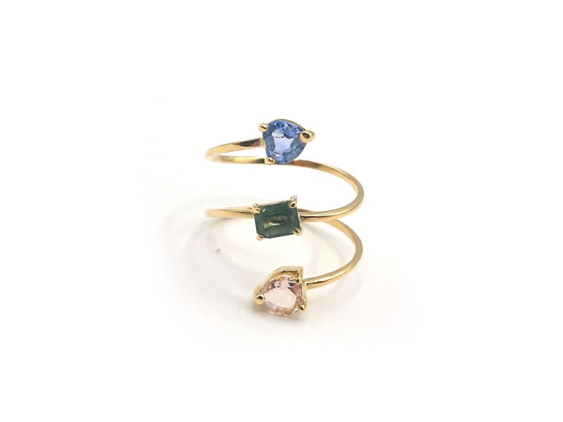 Malafimmina Ring in Yellow Gold with Sapphires