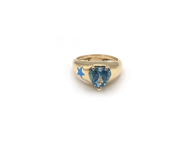 Malafimmina Ring in Yellow Gold with Heart Blue Topaz