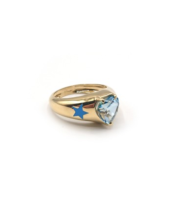 Bague Malafimmina en Or Jaune avec Topaze Bleue Coeur