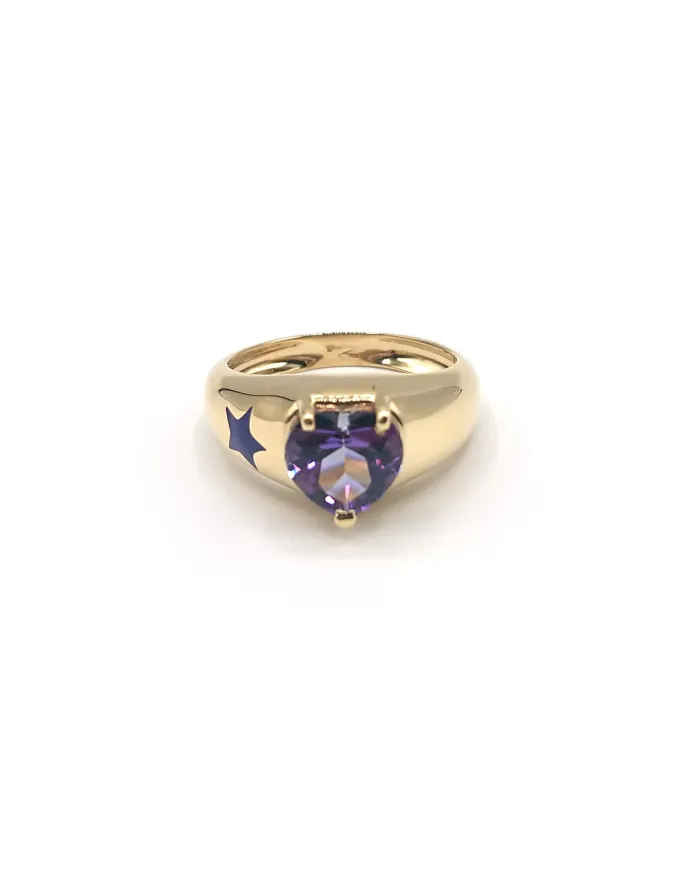 Malafimmina Ring in Yellow Gold with Purple Heart Topaz