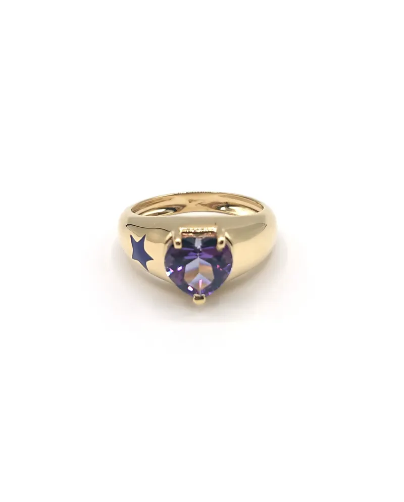 Bague Malafimmina en Or Jaune avec Topaze Coeur Violet