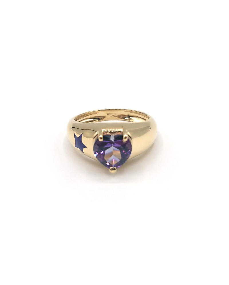 Malafimmina Ring in Yellow Gold with Purple Heart Topaz