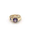 Anello Malafimmina in Oro Giallo con Topazio Viola Cuore