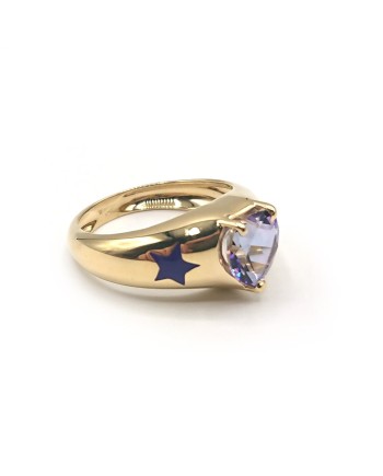 Bague Malafimmina en Or Jaune avec Topaze Coeur Violet