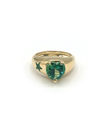 Bague Malafimmina en Or Jaune avec Topaze Verte Coeur