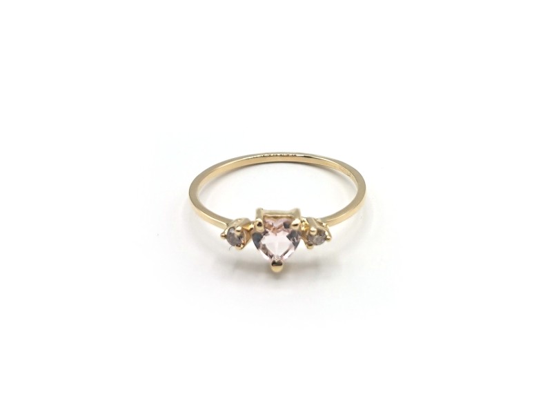 Malafimmina Moon Heart Ring in Yellow Gold with Sapphires and Diamonds