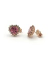 Malafimmina Boucles d'Oreilles Coeur Victor en Or Rose avec Topaze et Diamants