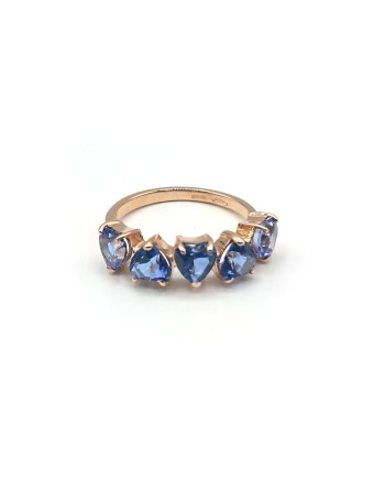 Bague Malafimmina en Or Rose avec Coeur en Topaze Bleue-ANMENTA24