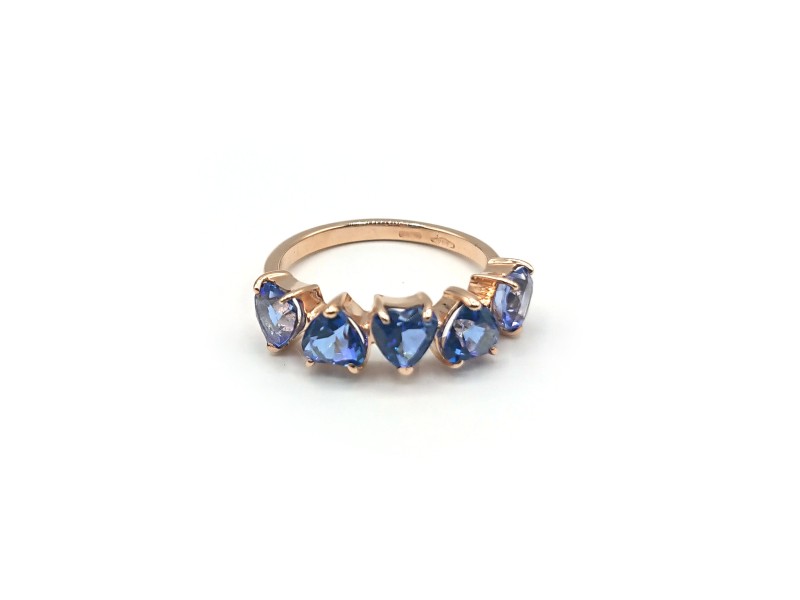 Malafimmina Ring in Rose Gold with Blue Topaz Heart