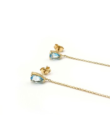 Orecchini Pendenti Malafimmina Mollami in Oro Giallo con Topazio azzurro