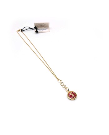 Bracciale Malafimmina in Oro Giallo con Pendente Corno Smaltato e Diamanti