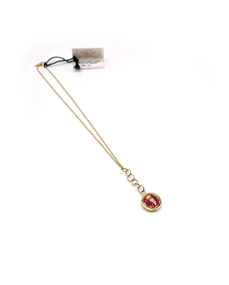 CARISSIMA Collana Oro Giallo 9kt Con Pendente Smaltato A Forma Di Gelato - Catena 41 Cm, Eleganza Italiana