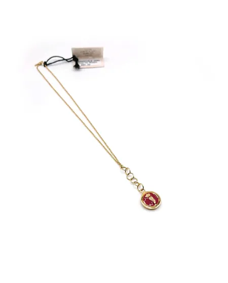 Malafimmina Bracelet in Yellow Gold with Enamelled Horn Pendant and Diamonds