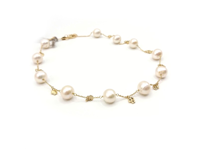 Malafimmina Pizzo Necklace in Yellow Gold with Pearls