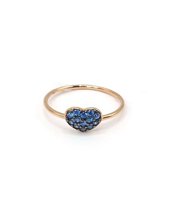 Bague Casella Gioielli en Or Rose avec Cœur de Zircons Bleus