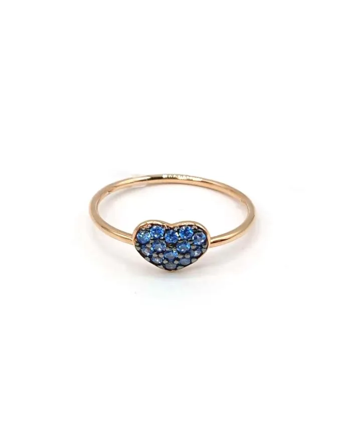 Casella Gioielli Ring in Rose Gold with Heart of Blue Zircons
