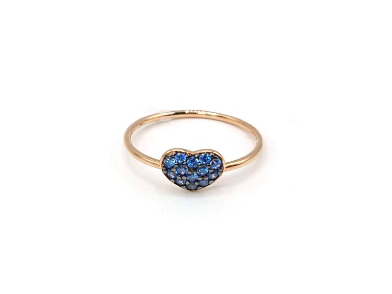 Casella Gioielli Ring in Rose Gold with Heart of Blue Zircons