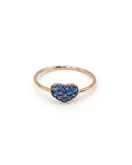 Bague Casella Gioielli en Or Rose avec Cœur de Zircons Bleus
