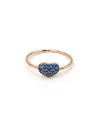 Bague Casella Gioielli en Or Rose avec Cœur de Zircons Bleus