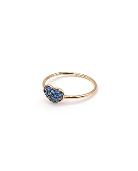 Bague Casella Gioielli en Or Rose avec Cœur de Zircons Bleus