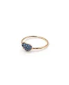 Anello Casella Gioielli in Oro Rosa con Cuore di Zirconi Blu