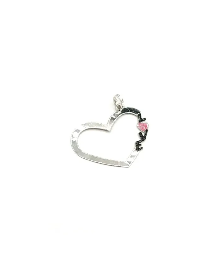 Jewel Casella Pendant in White Gold with Heart and Enamel