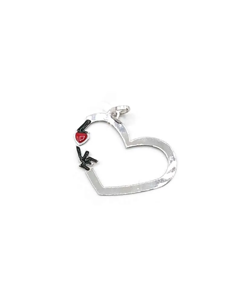 Ciondolo Casella Gioielli in Oro Bianco con Cuore e Smalto