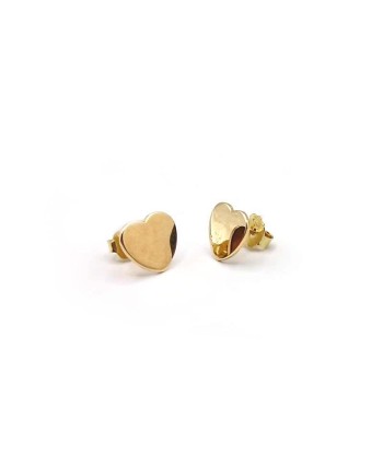 Yellow Gold Casella Stud Earrings with Heart
