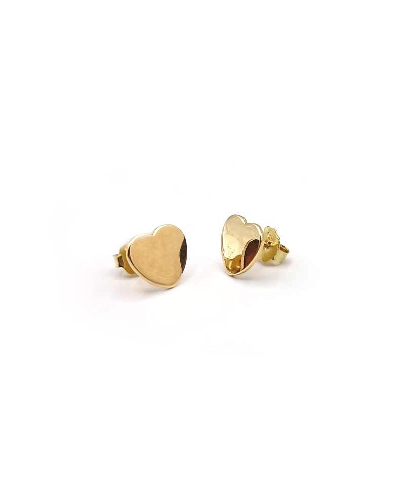 Yellow Gold Casella Stud Earrings with Heart