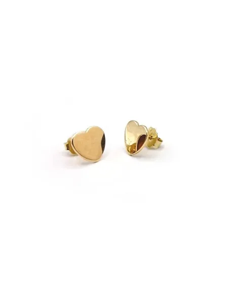 Boucles d'Oreilles Puces Casella Or Jaune avec Cœur