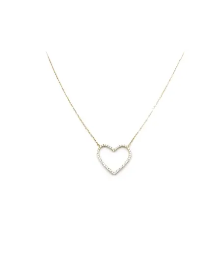 Jewel Casella Choker in Yellow Gold and Heart with Zircons