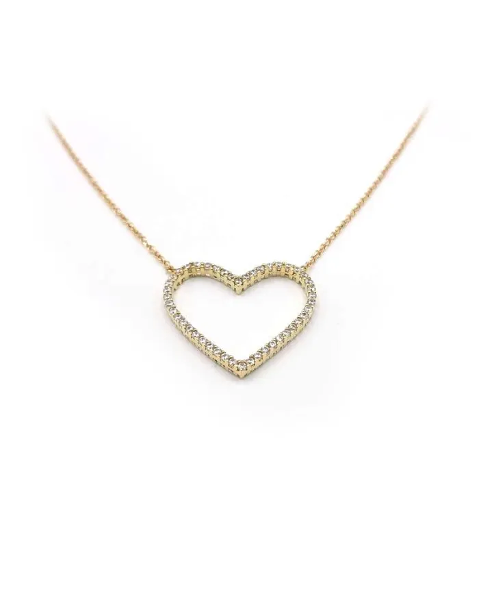 Jewel Casella Choker in Yellow Gold and Heart with Zircons