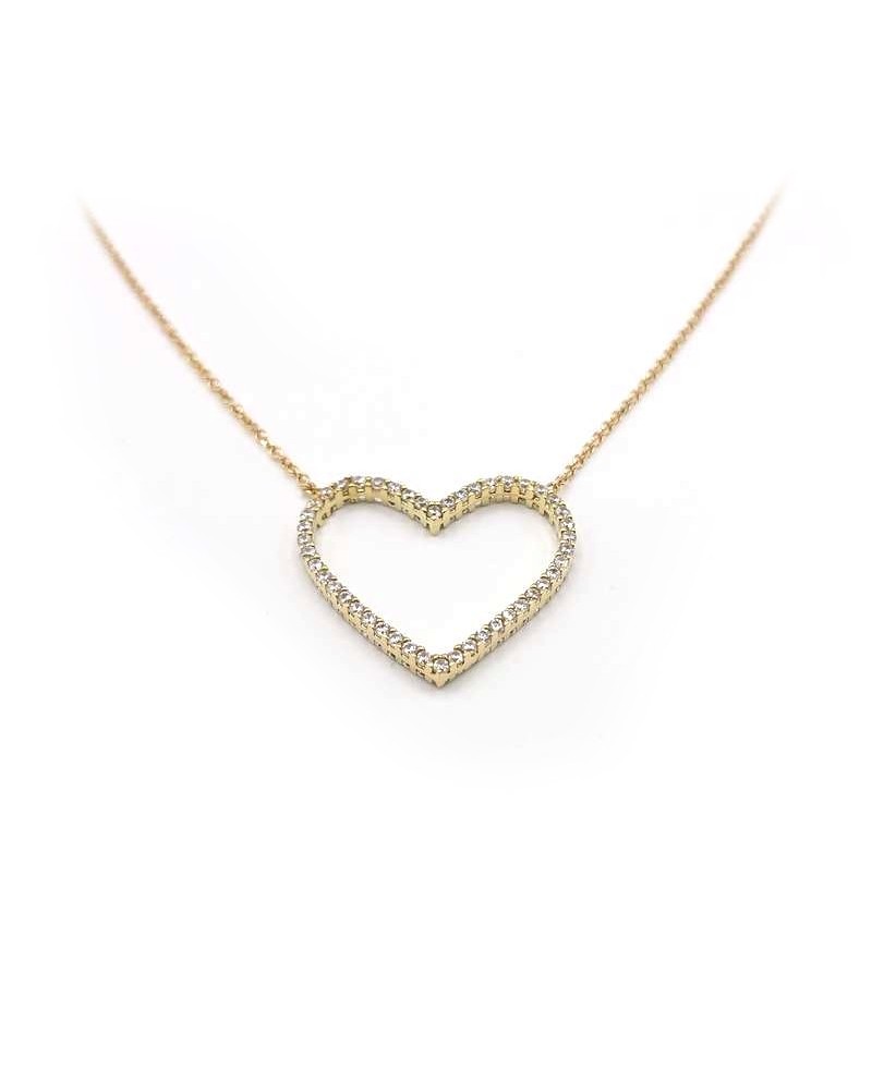Jewel Casella Choker in Yellow Gold and Heart with Zircons