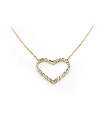 Jewel Casella Choker in Yellow Gold and Heart with Zircons