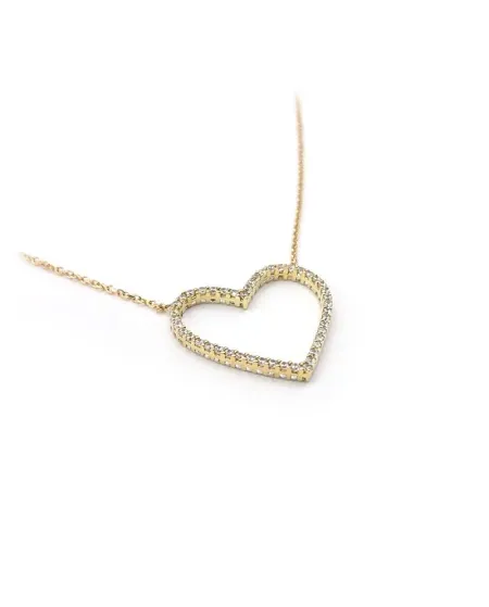 Jewel Casella Choker in Yellow Gold and Heart with Zircons